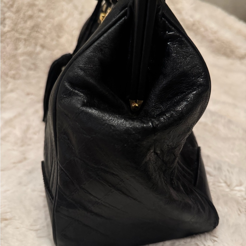 L.A.M.B. Black and White Leather Satchel, Vintage, Y2K - Picture 13 of 16